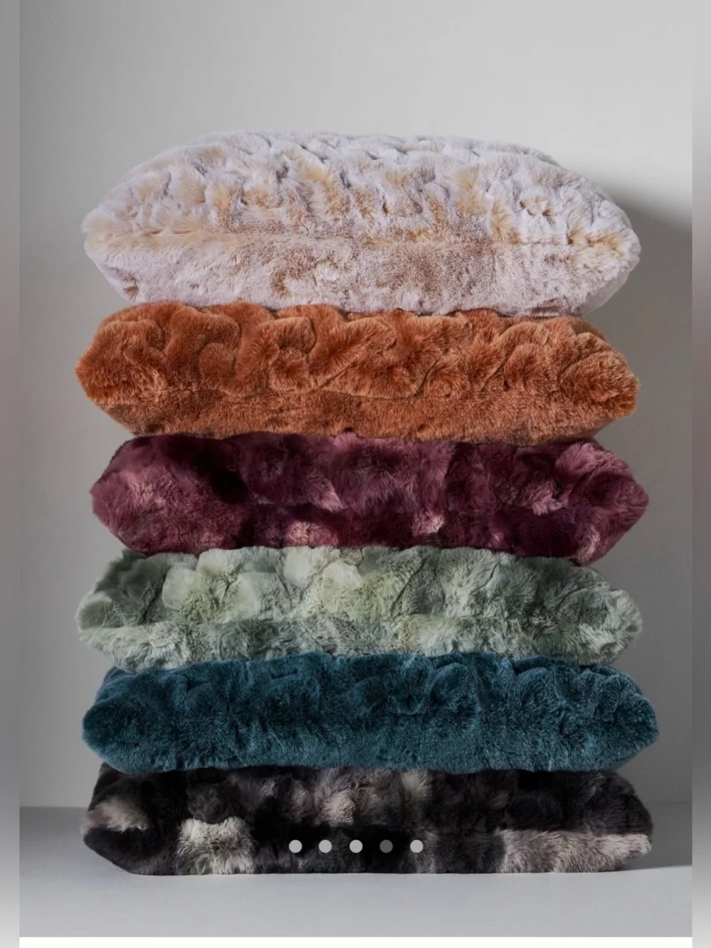 EUC Anthropologie Lux Sculpted Faux Fur Pillow Turquoise